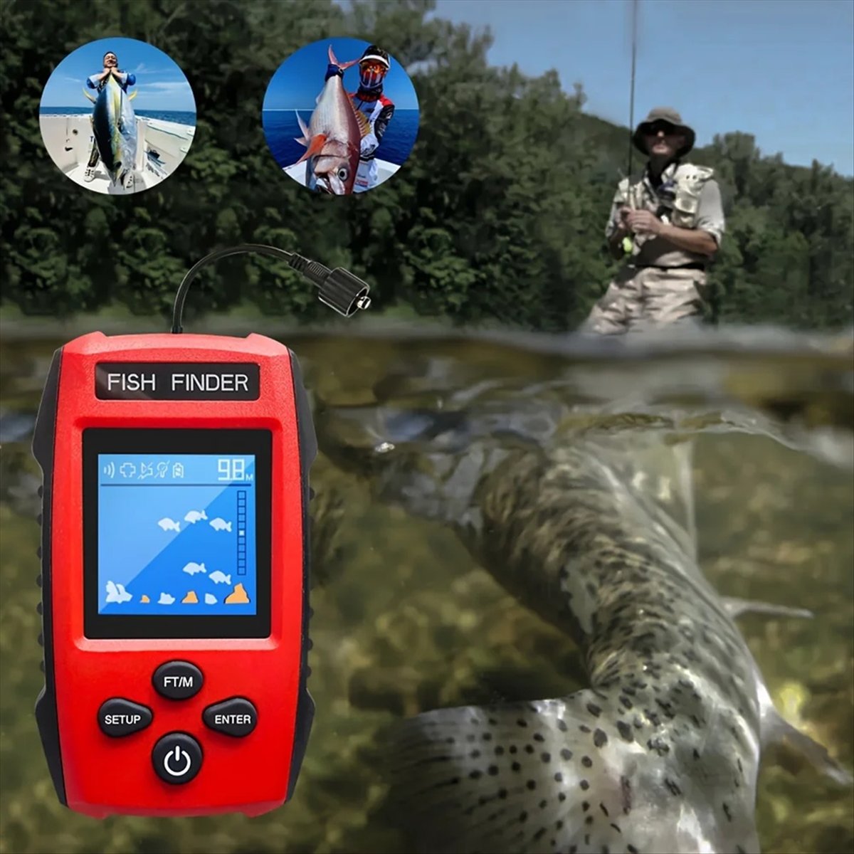 Color LCD Fish Finder Wired So - огляд і ціна Fish Finder Transducer